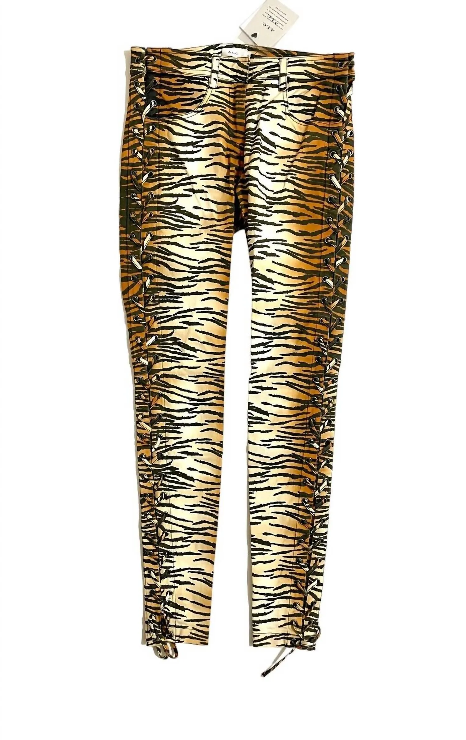 A.L.C. - Animal Print Tiger Side Lace Up Dent Pants