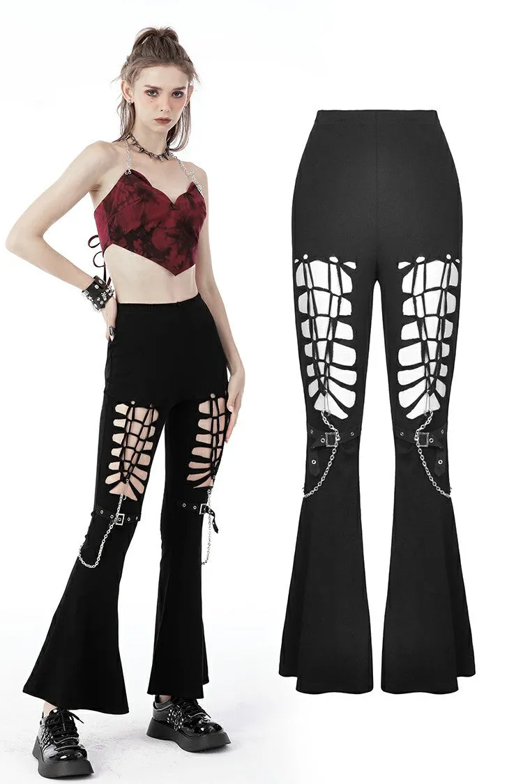 Alternative rebel cutout sexy bell-bottom trousers PW117