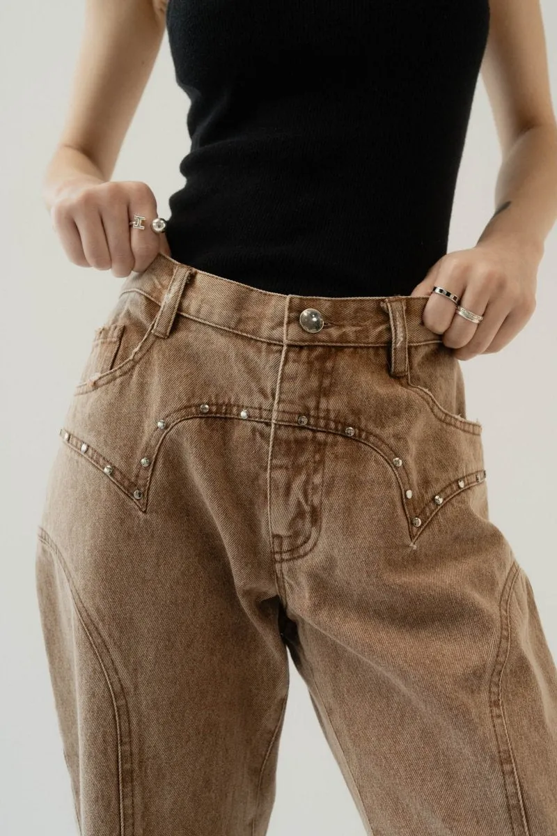 bell bottom denim pants(unisex)/cinnamon