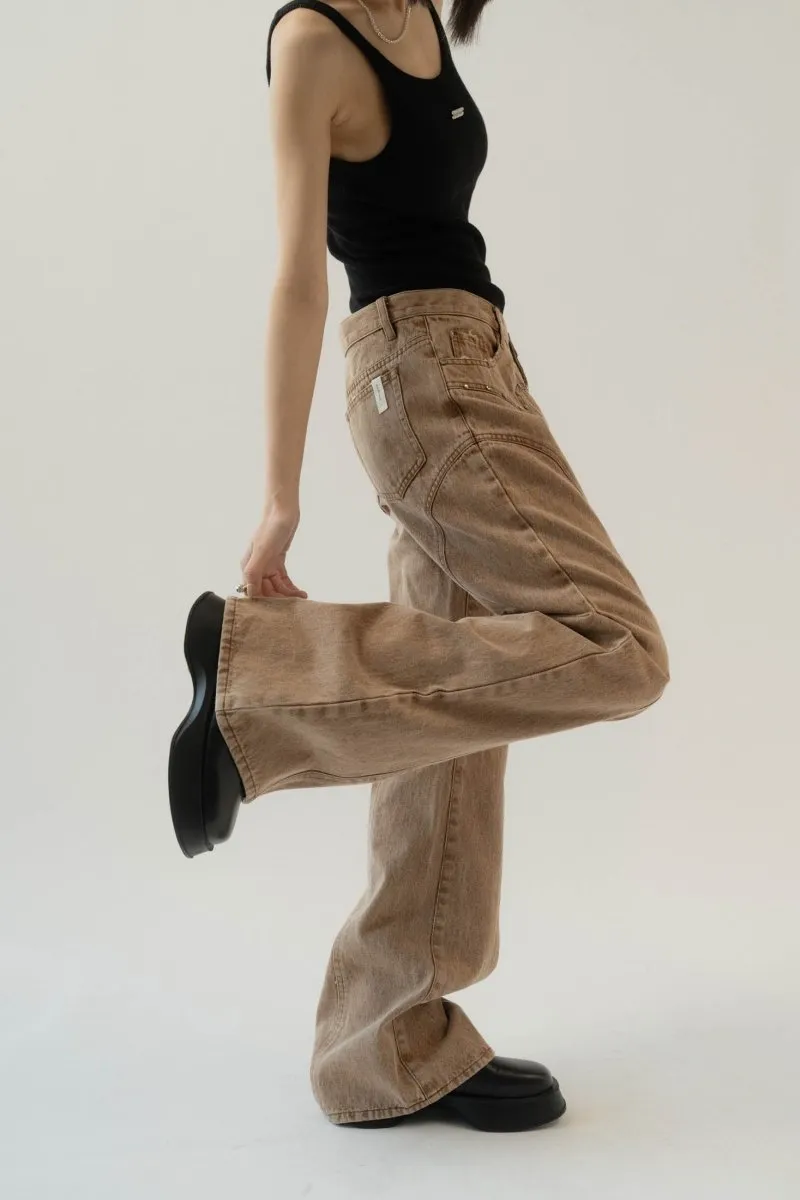 bell bottom denim pants(unisex)/cinnamon