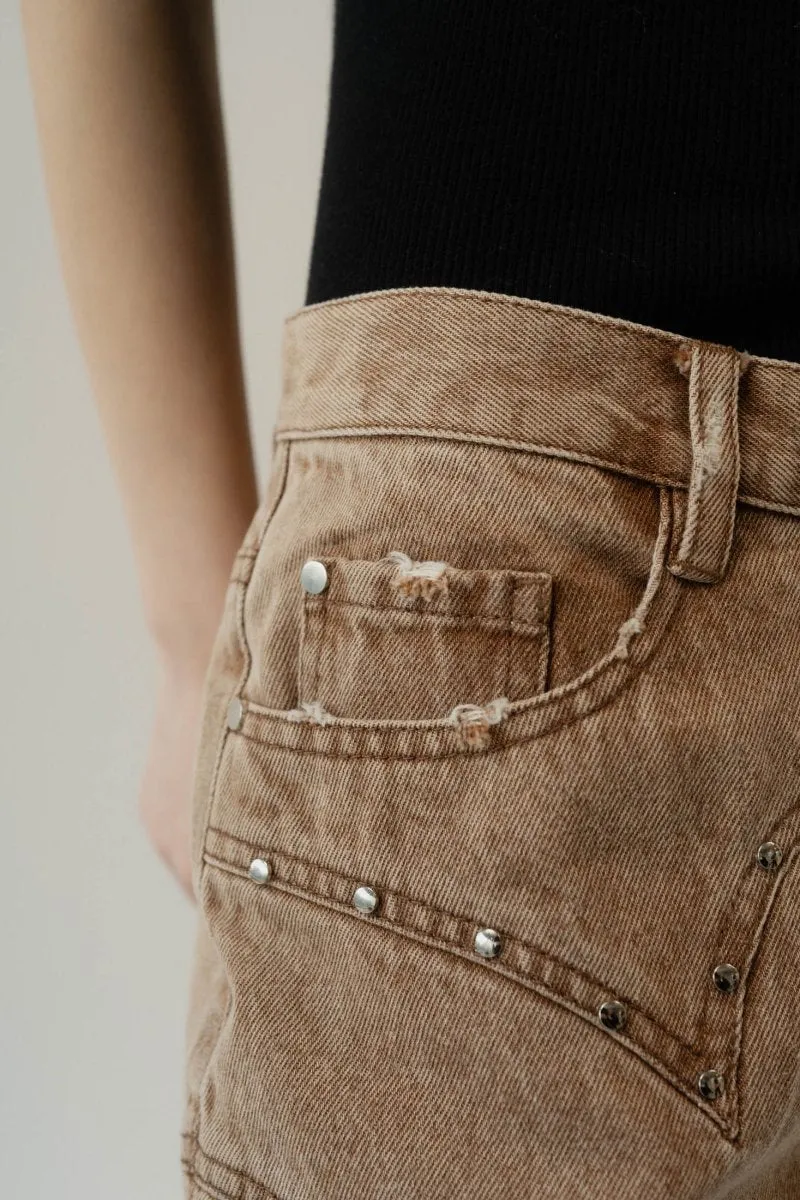 bell bottom denim pants(unisex)/cinnamon