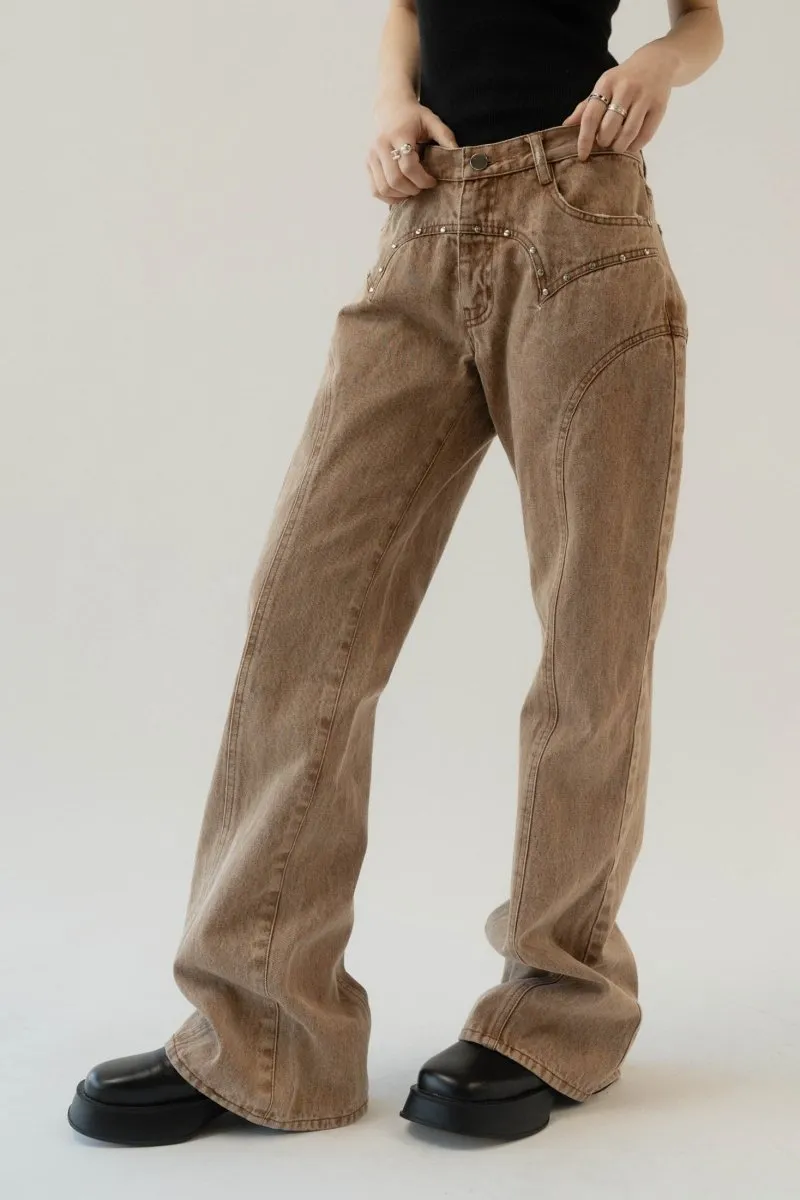 bell bottom denim pants(unisex)/cinnamon