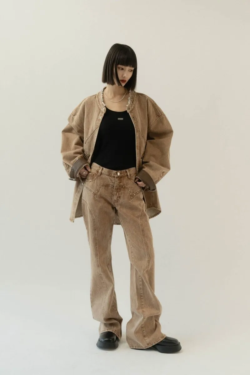 bell bottom denim pants(unisex)/cinnamon