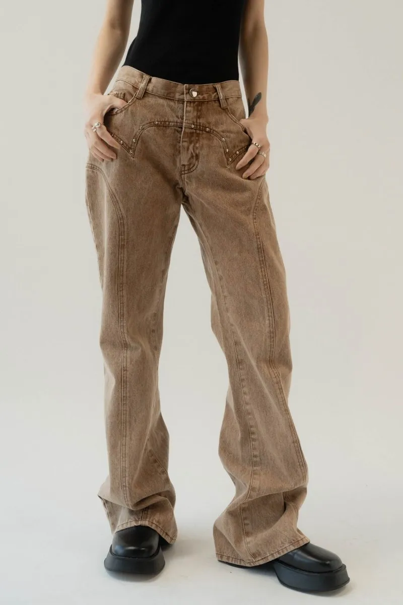 bell bottom denim pants(unisex)/cinnamon