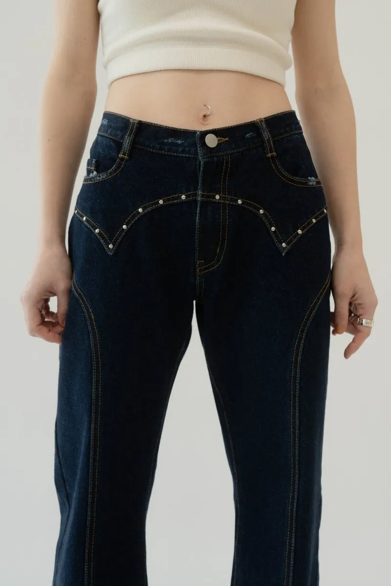 bell bottom denim pants(unisex)/indigo
