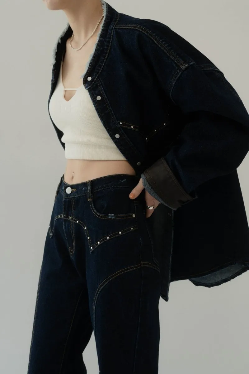 bell bottom denim pants(unisex)/indigo