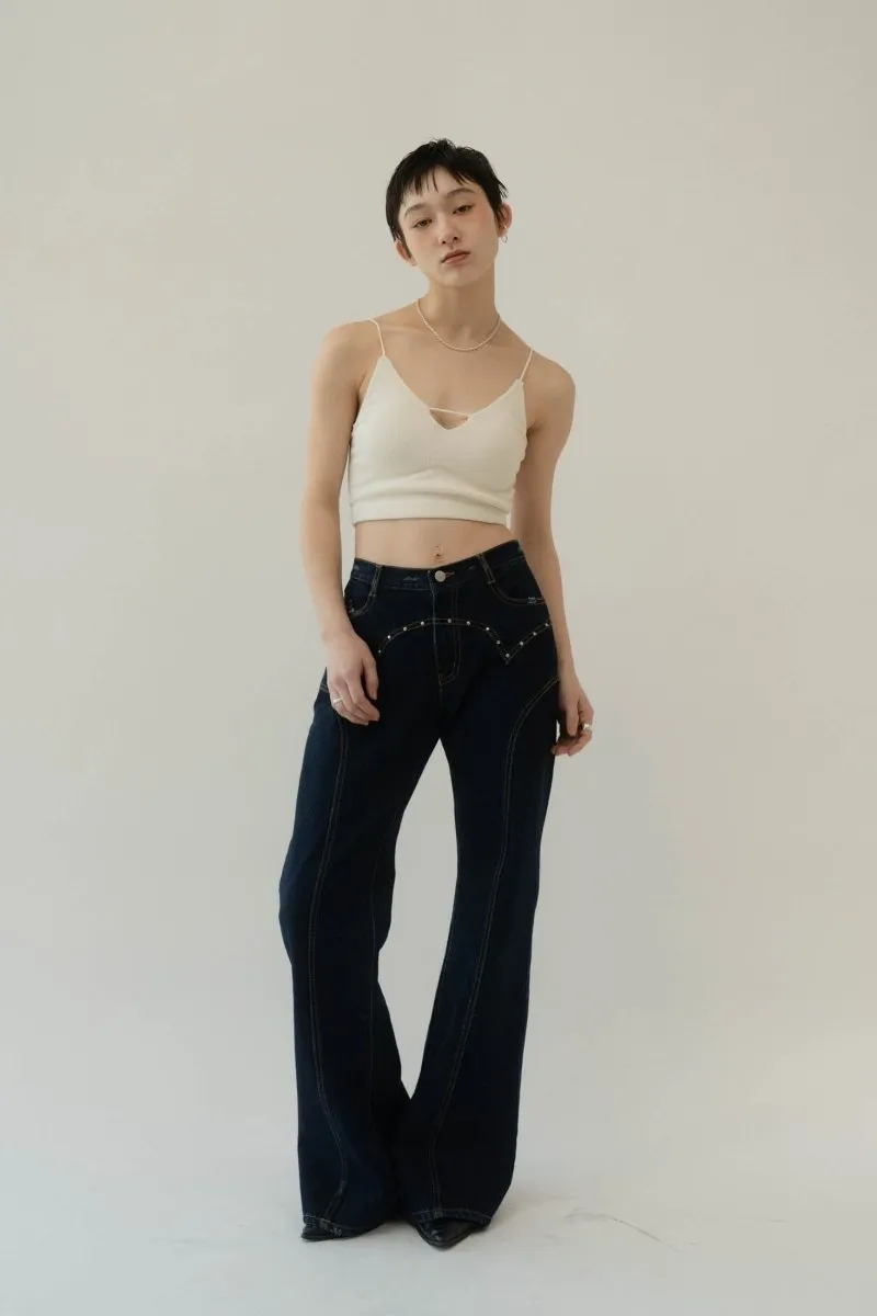 bell bottom denim pants(unisex)/indigo