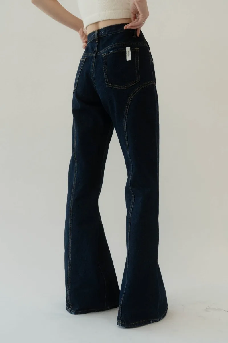 bell bottom denim pants(unisex)/indigo