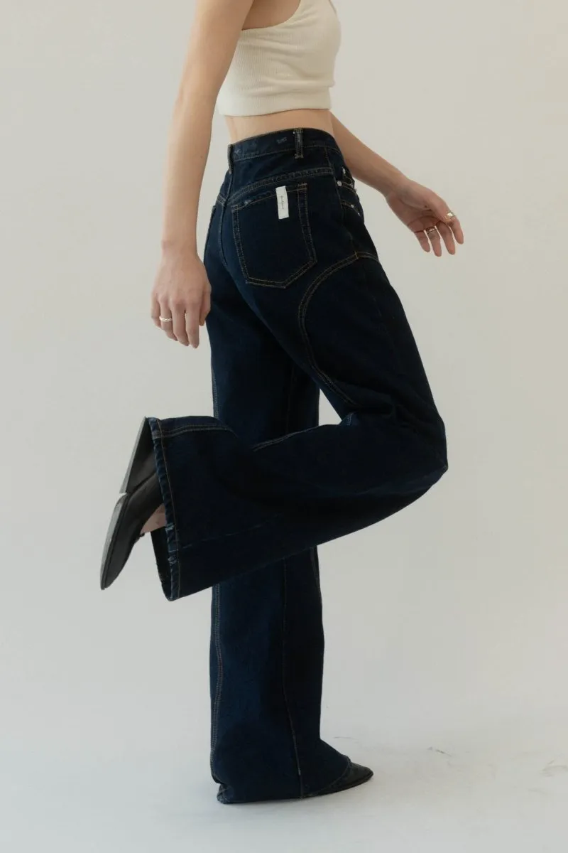 bell bottom denim pants(unisex)/indigo