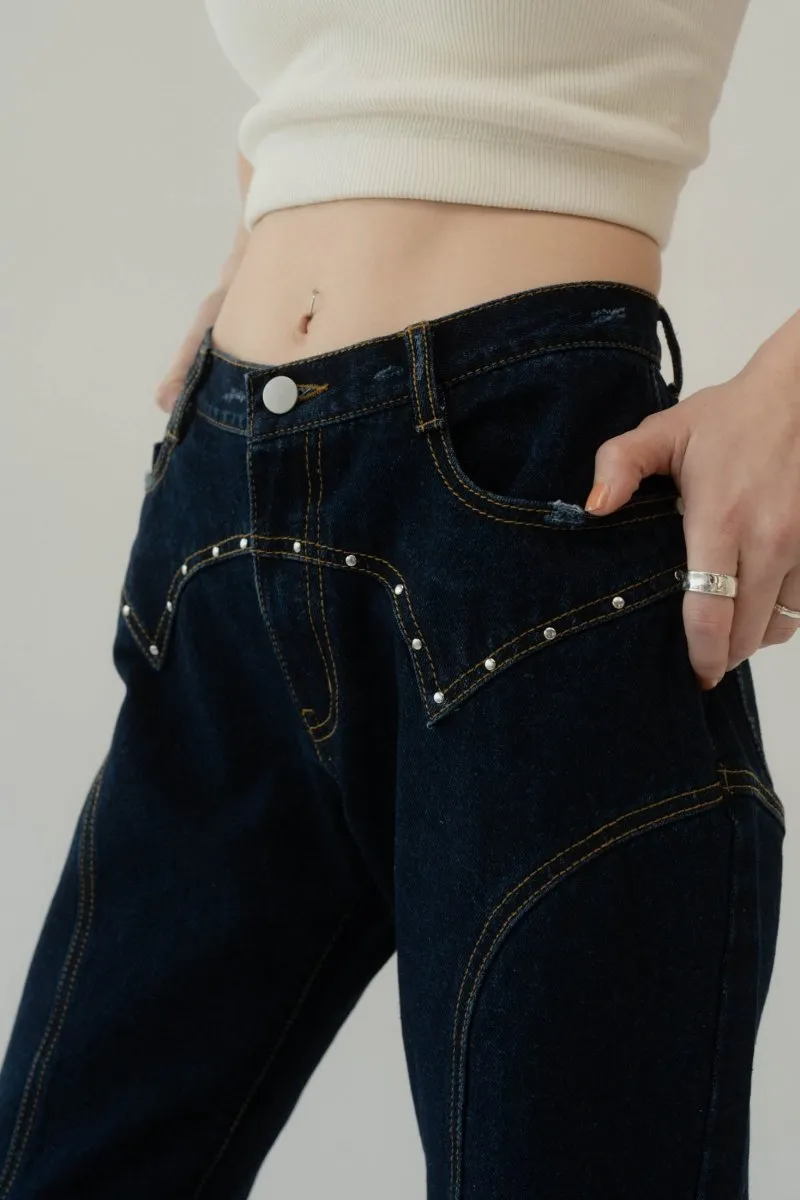 bell bottom denim pants(unisex)/indigo