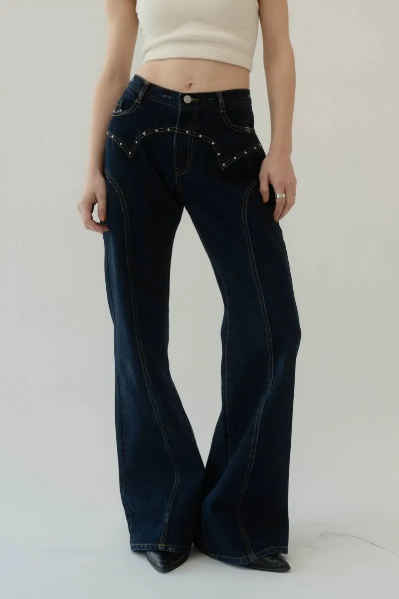 bell bottom denim pants(unisex)/indigo