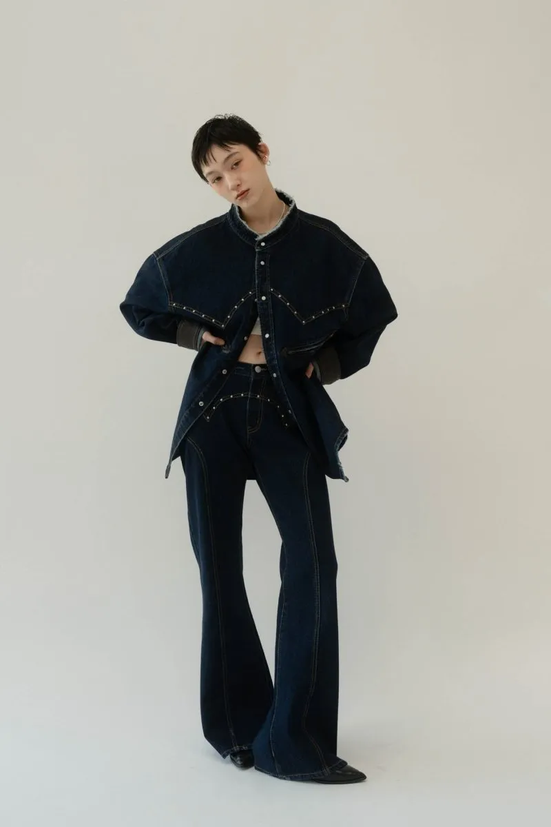 bell bottom denim pants(unisex)/indigo