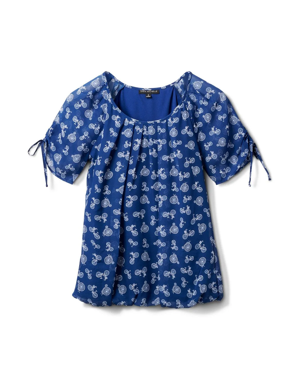 Bicycle Bubble Hem Tie Sleeve Top