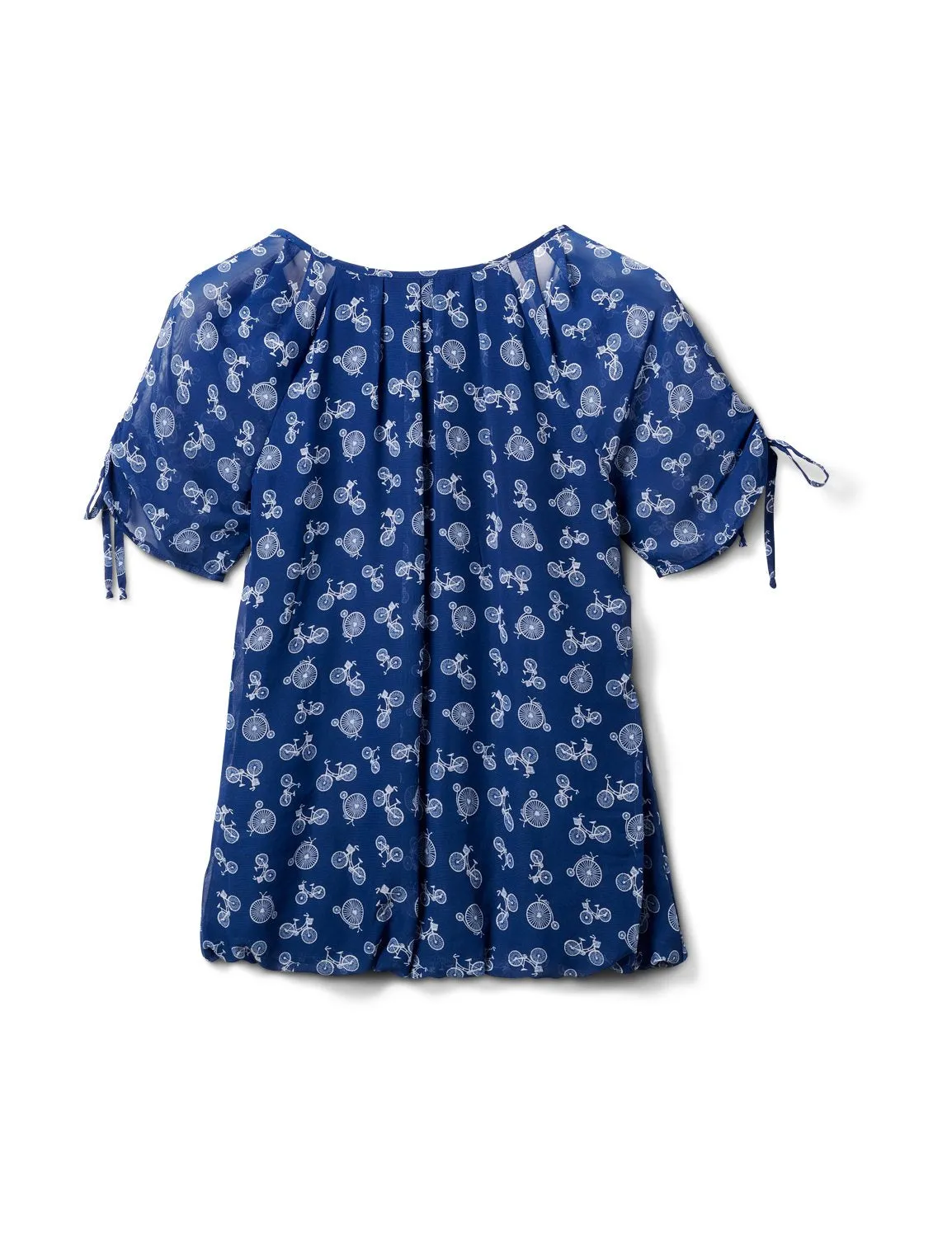 Bicycle Bubble Hem Tie Sleeve Top
