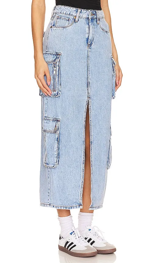 BLANKNYC Denim Cargo Skirt in Blue