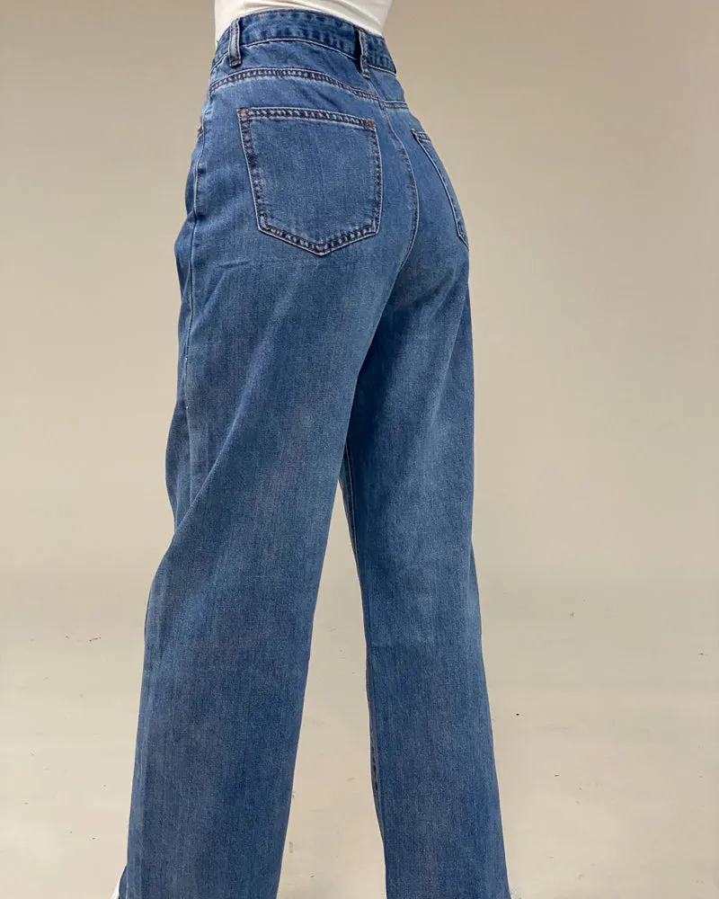 Frayed Wide-Leg Denim