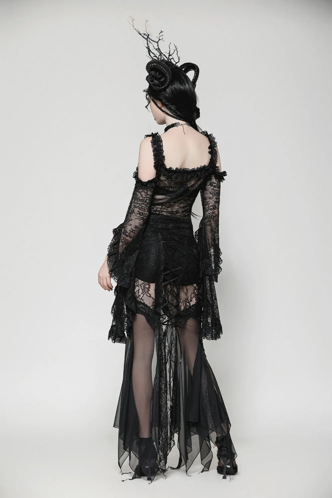 Gothic Romantic Lace Flare Sleeve Top TW623