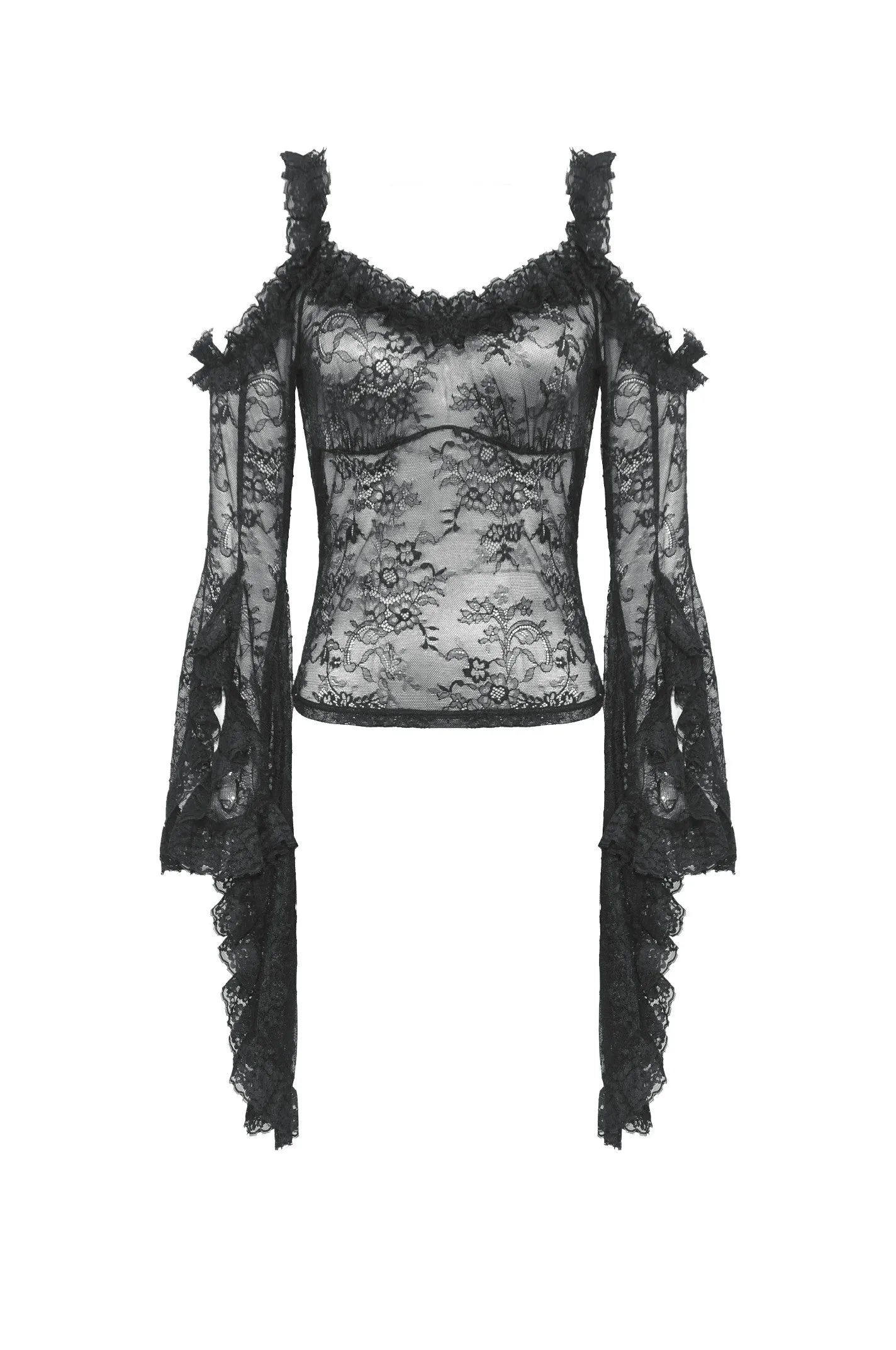 Gothic Romantic Lace Flare Sleeve Top TW623