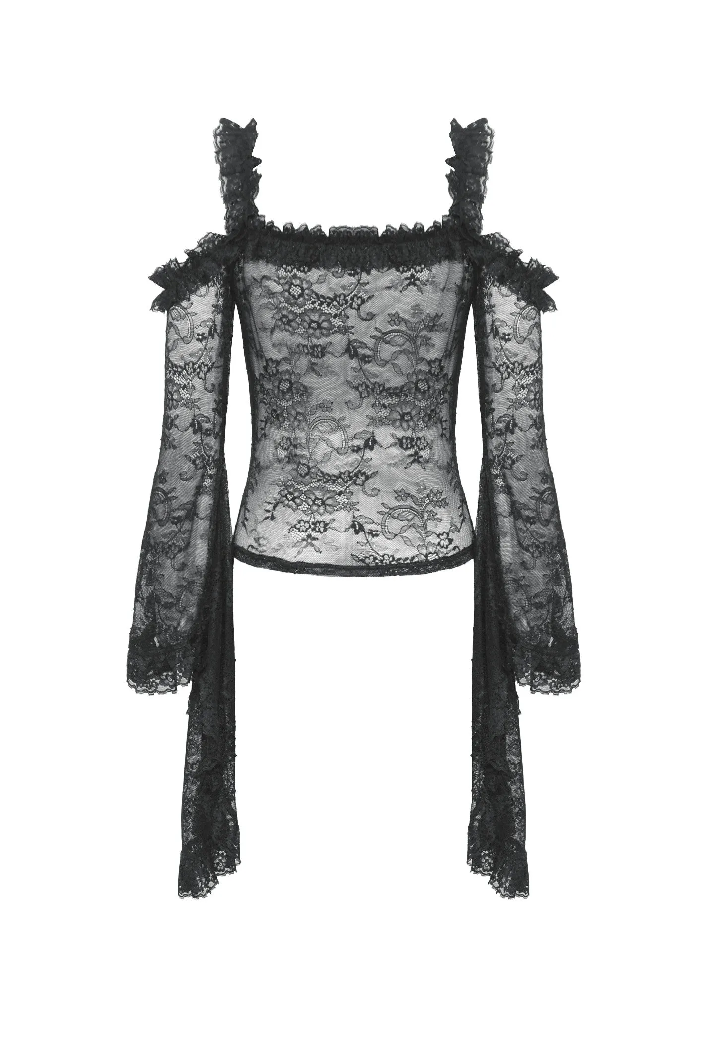 Gothic Romantic Lace Flare Sleeve Top TW623