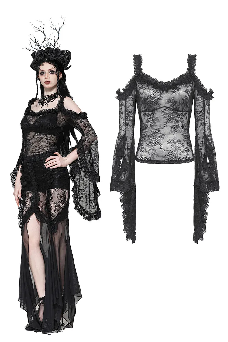 Gothic Romantic Lace Flare Sleeve Top TW623
