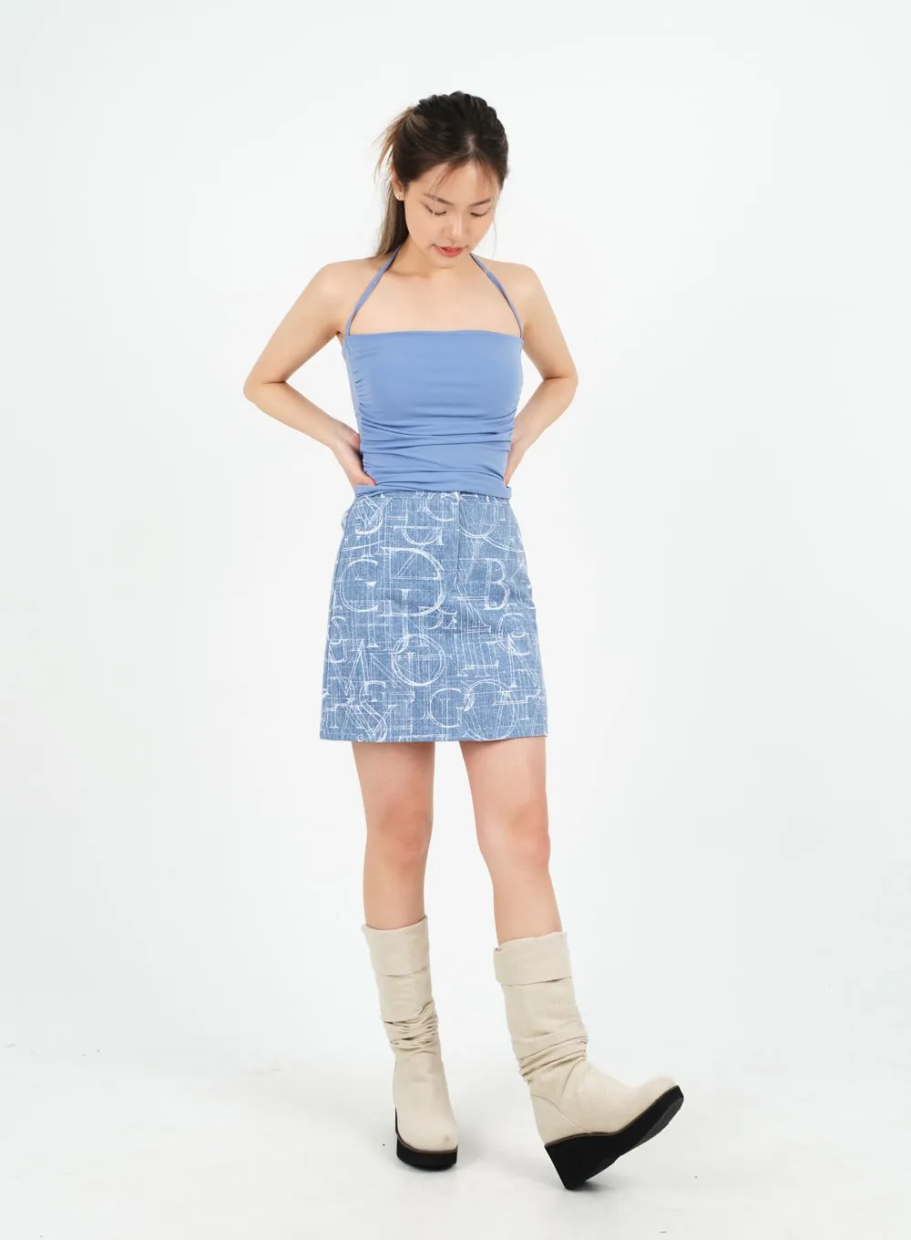 Halterneck Shirred Top with Padding CM9