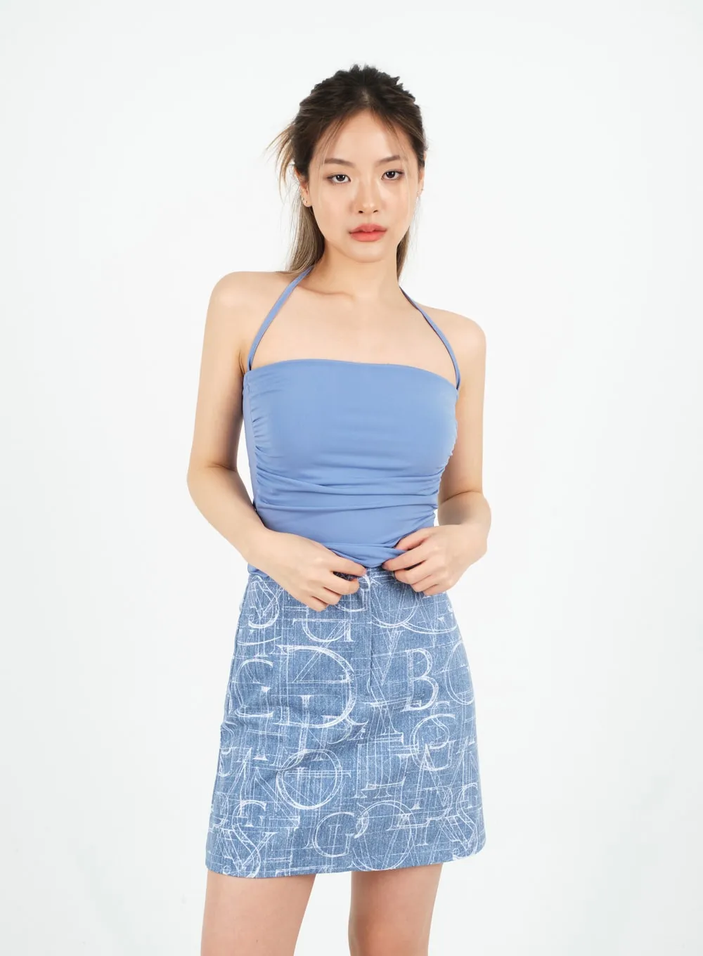 Halterneck Shirred Top with Padding CM9