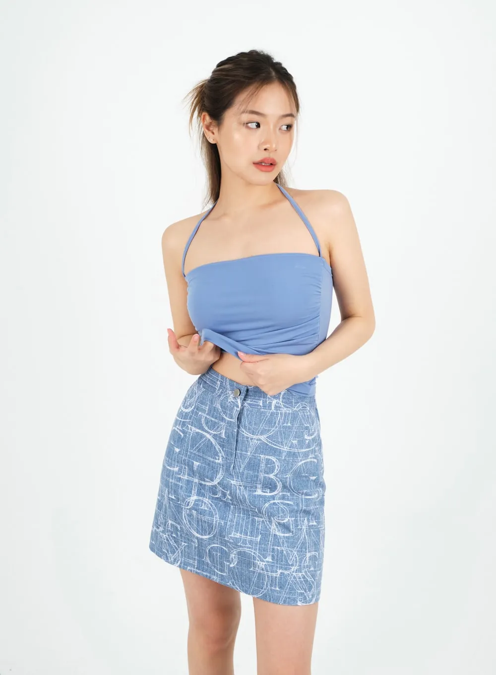 Halterneck Shirred Top with Padding CM9
