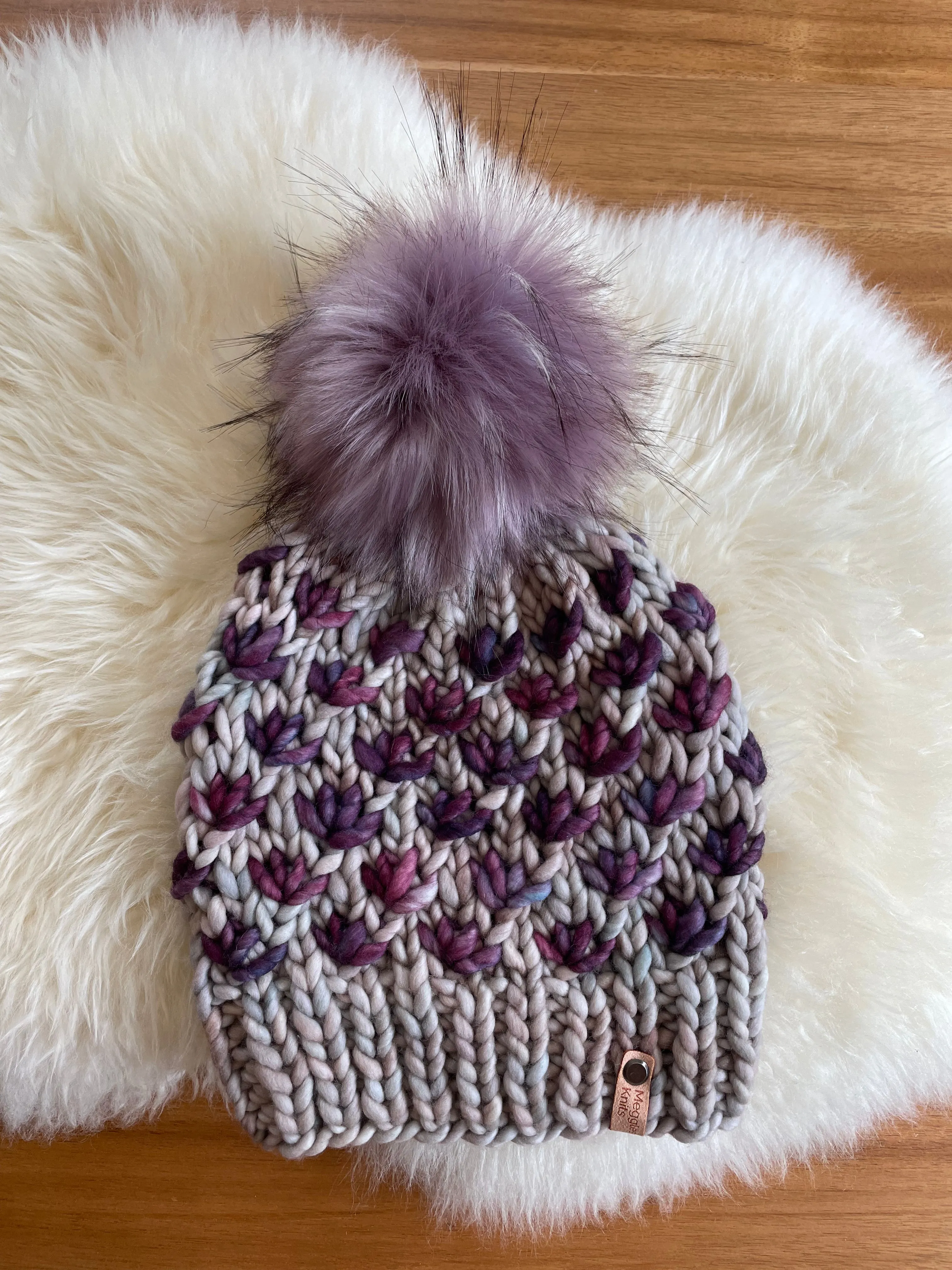 Luxury Lotus Flower Beanie in Whole Grain and Lotus