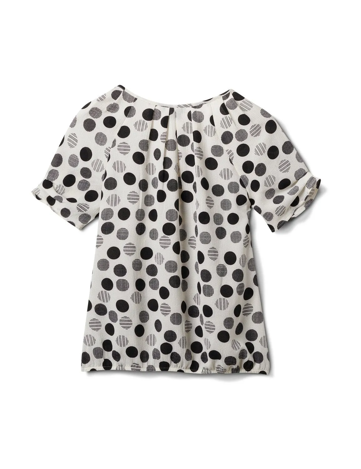 Mixed Dot Bubble Hem Woven Top