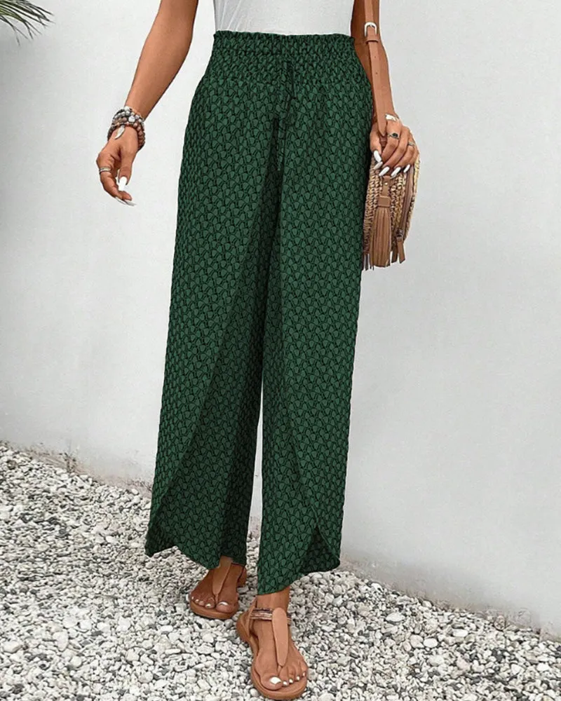 🔥Mother's Day Hot Sale 50% OFF🌺WIDE-LEGGED TROUSERS IN A GEOMETRIC PRINT