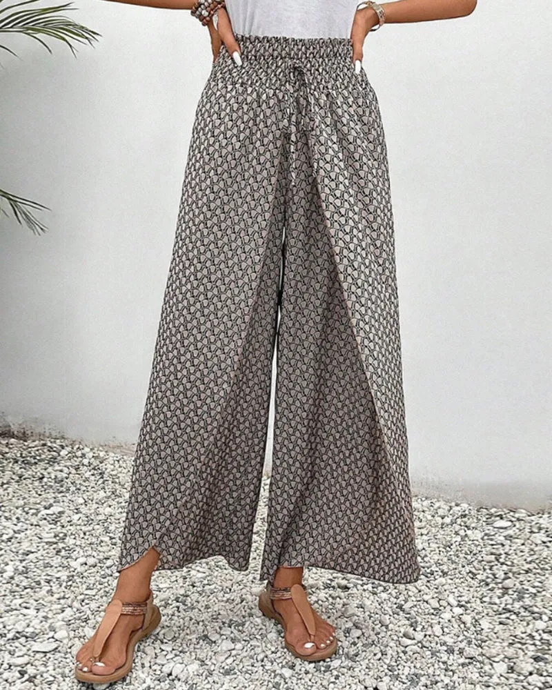 🔥Mother's Day Hot Sale 50% OFF🌺WIDE-LEGGED TROUSERS IN A GEOMETRIC PRINT