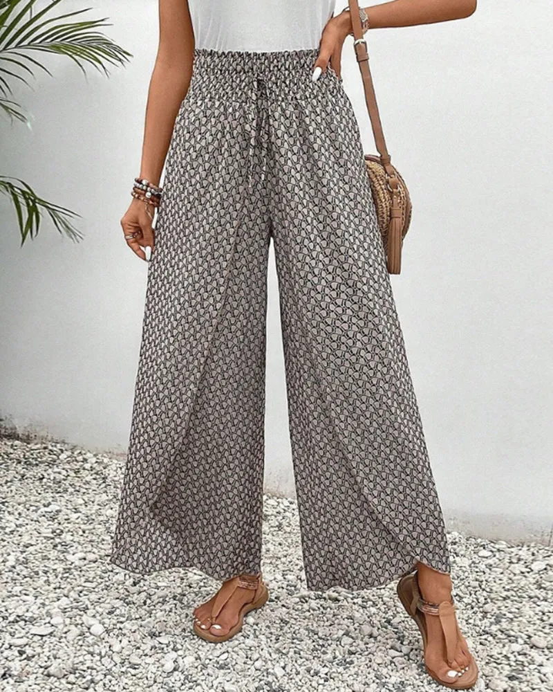 🔥Mother's Day Hot Sale 50% OFF🌺WIDE-LEGGED TROUSERS IN A GEOMETRIC PRINT