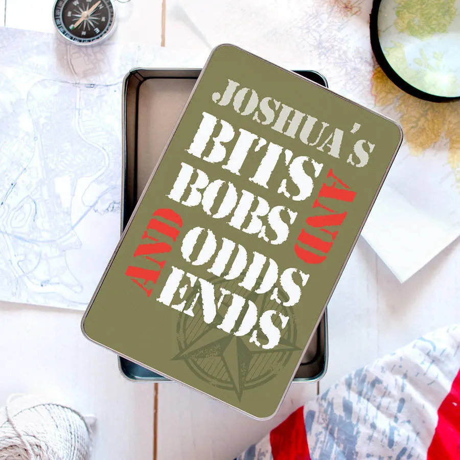 Personalised 'Bits And Bobs' Camo Style Storage Tin