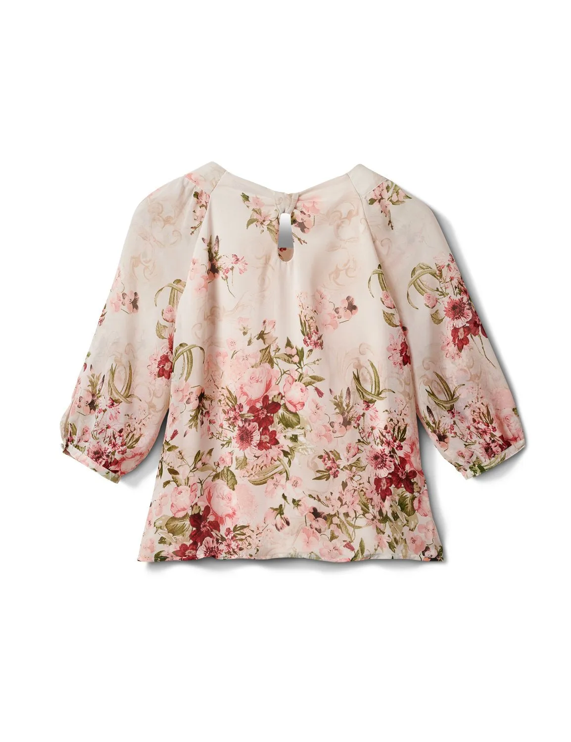 Petite Floral Border Pleated Blouse