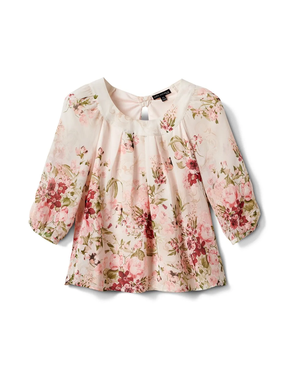 Petite Floral Border Pleated Blouse