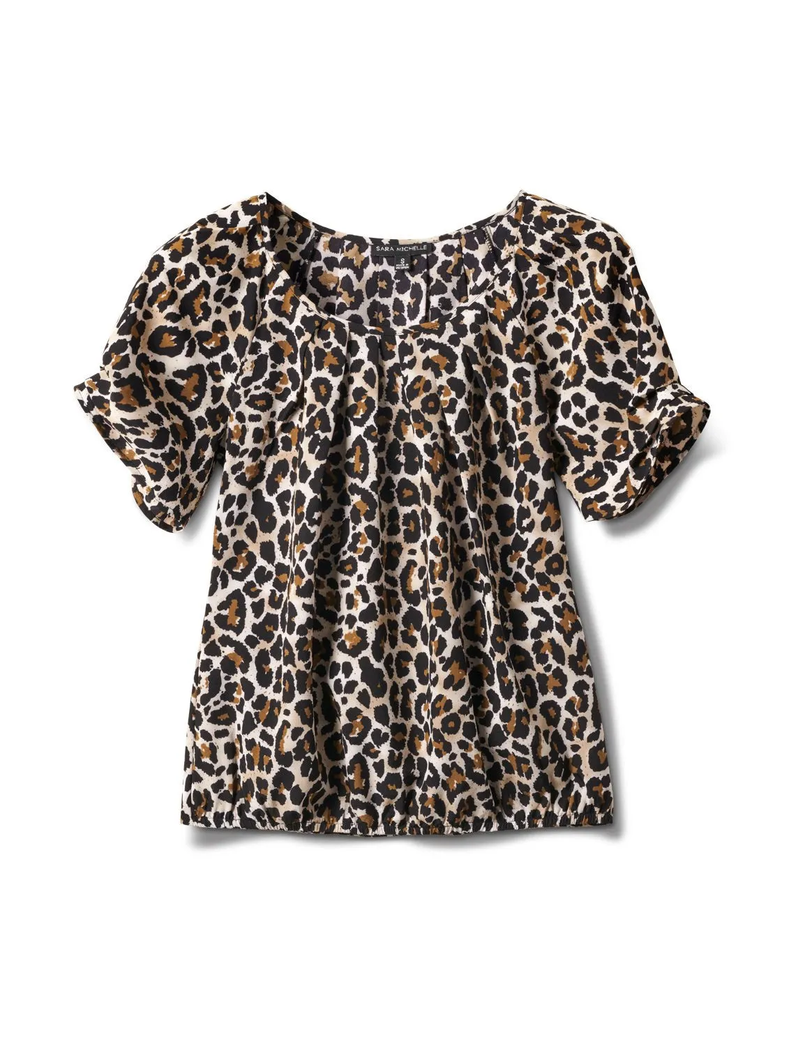 Pre-Order Animal Pleated Sleeve Bubble Hem Blouse