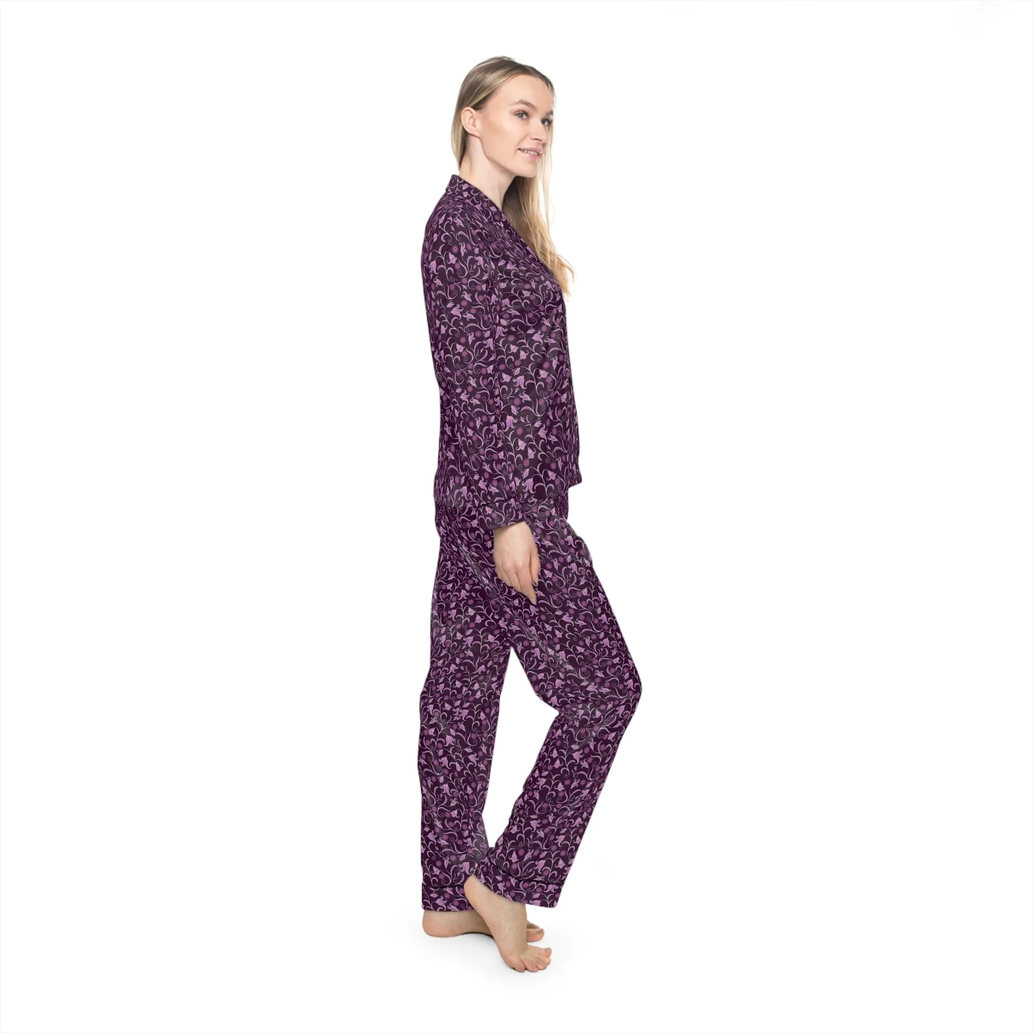 Purple Ivy Elegant Women's Satin Pajamas Set - Luxurious Sleepwear for Comfort and Style