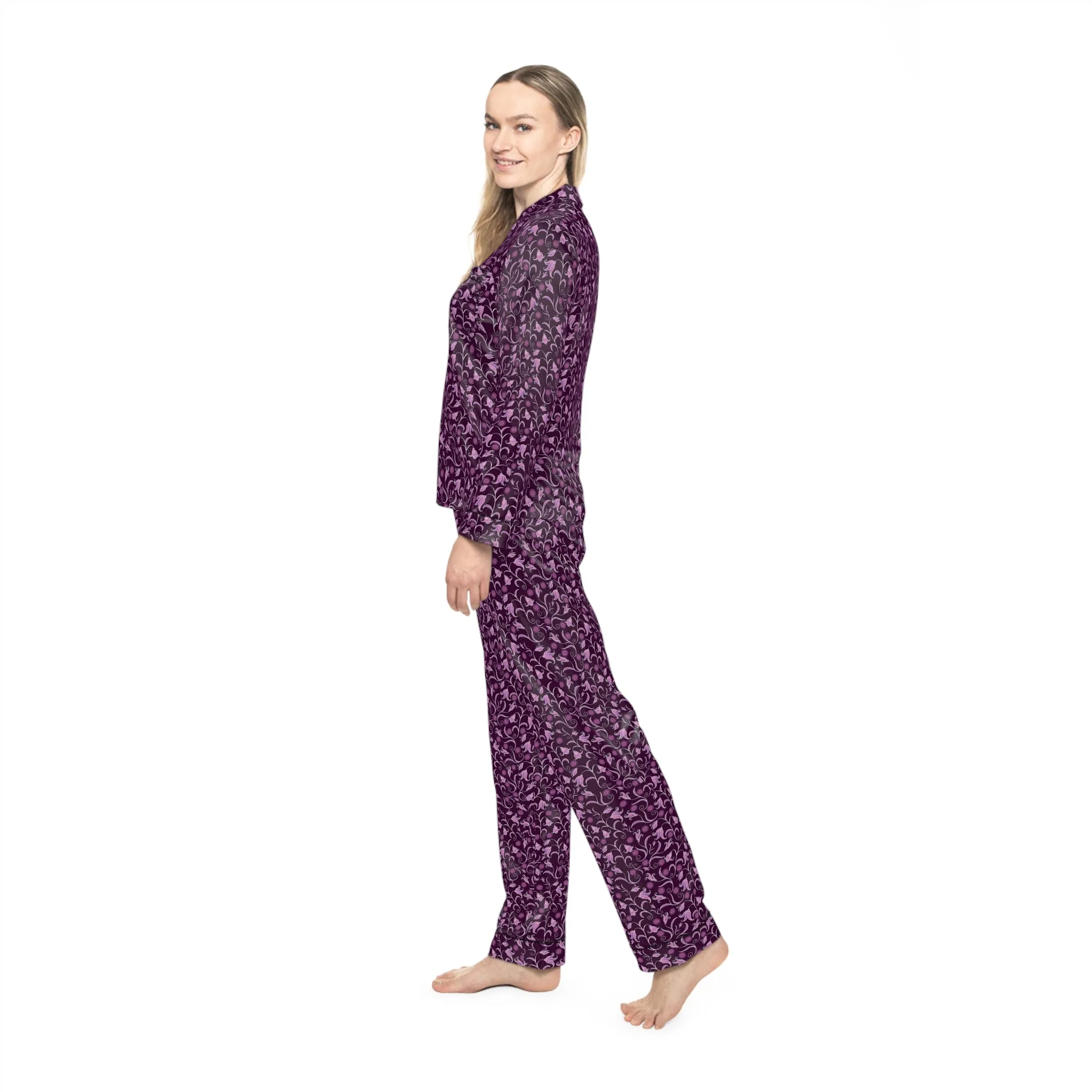Purple Ivy Elegant Women's Satin Pajamas Set - Luxurious Sleepwear for Comfort and Style