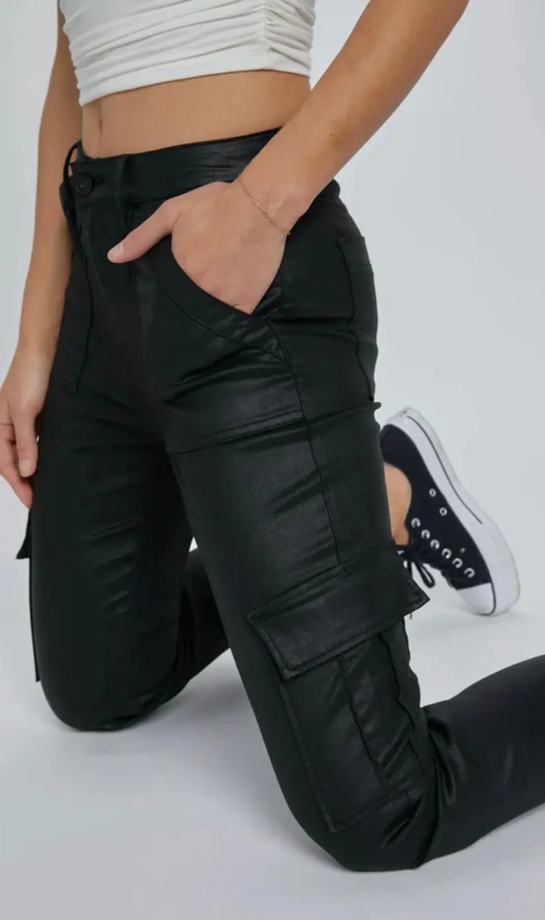 Quinn BLACK COATED WASH CARGO CIGARETTE SKINNY