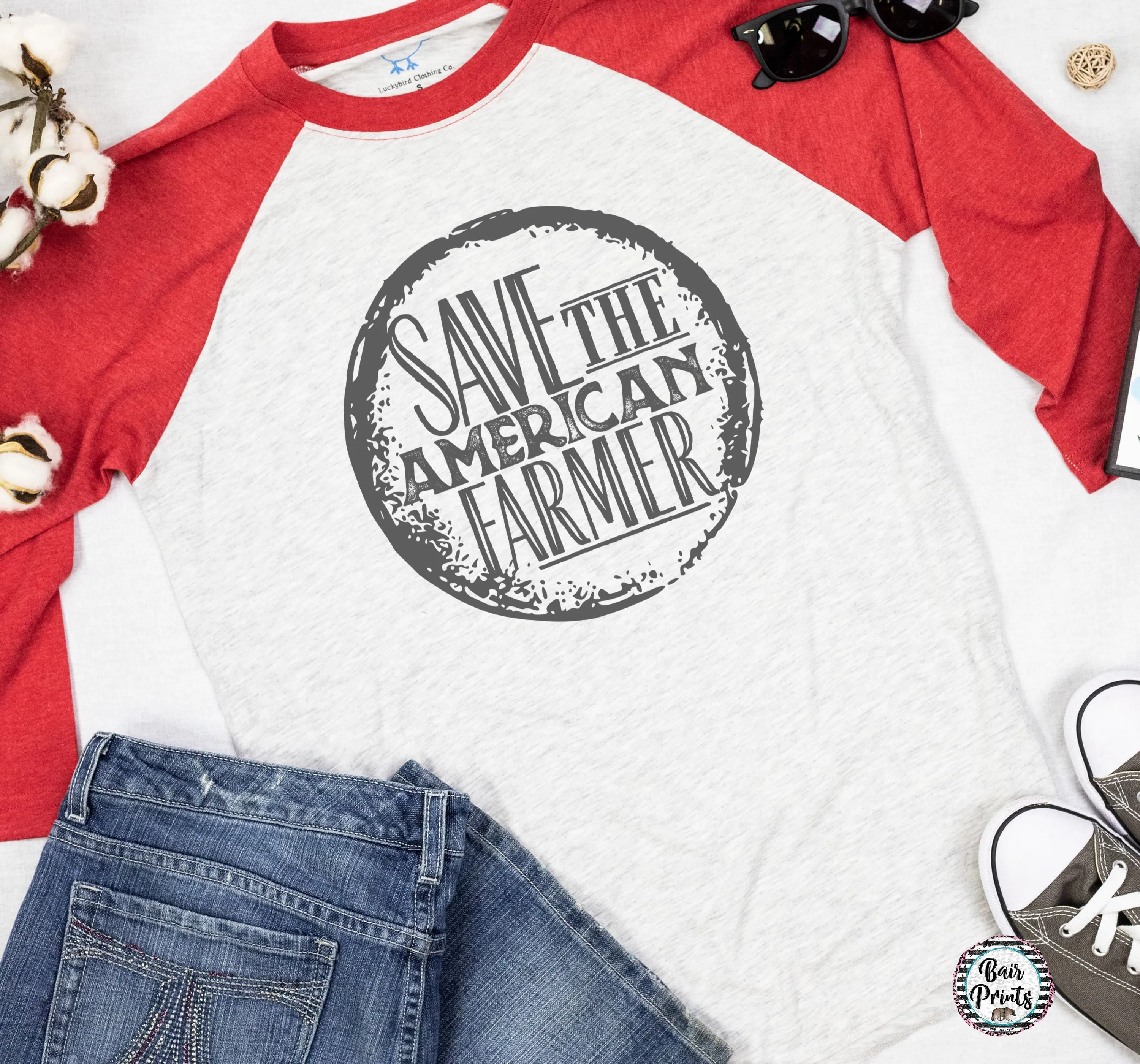 Save the American Farmer Baseball tee.
