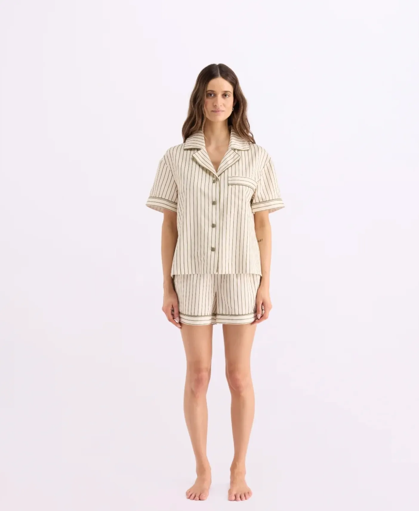 SHORT SLEEVE SHIRT | MATCHA STRIPES