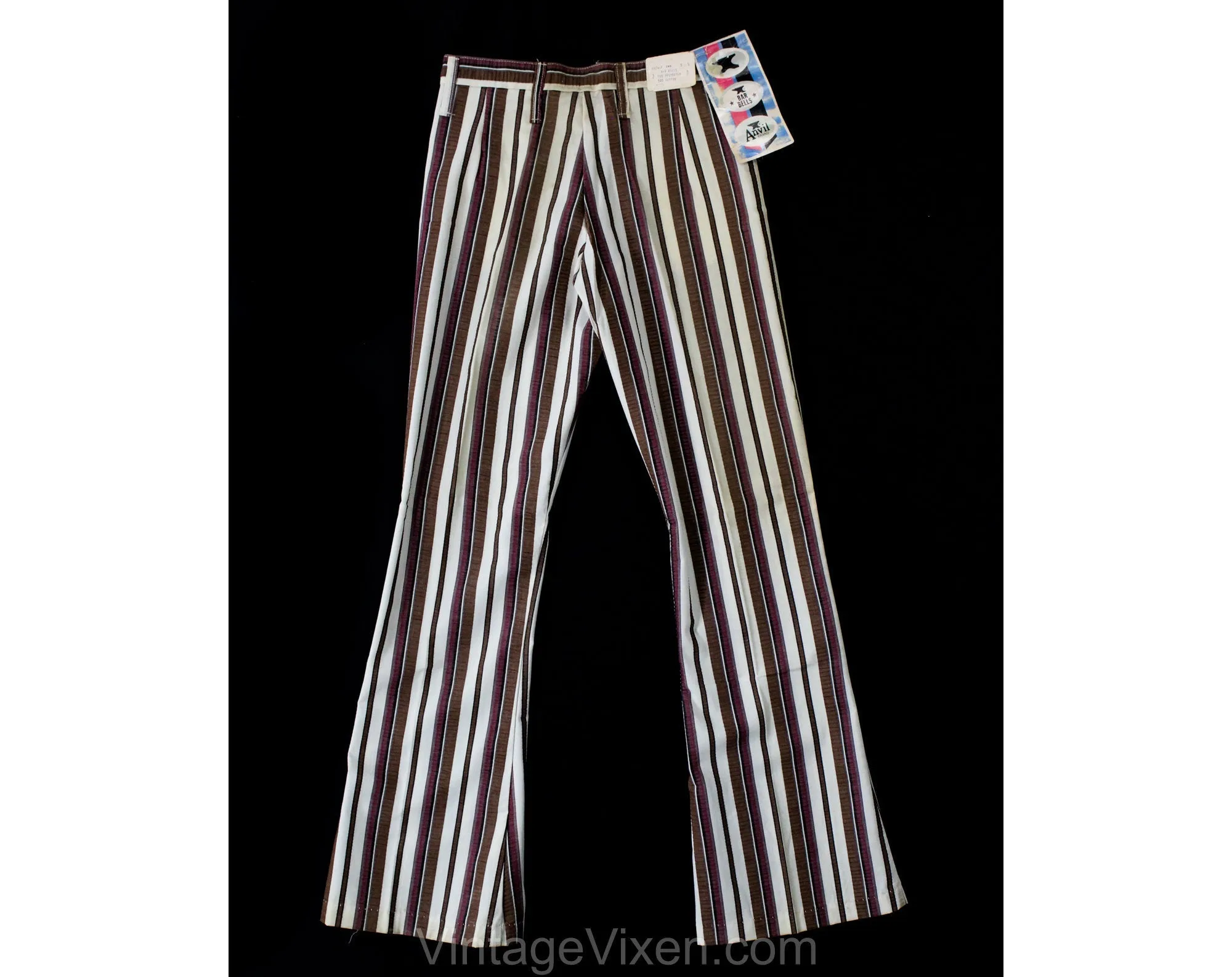 Size 000 Bellbottom Pants - Terrific 1960s 70s Striped Juniors Bell Bottom Hip Huggers - Teen Trousers - Girls Low Rise 1970s Hippie NOS