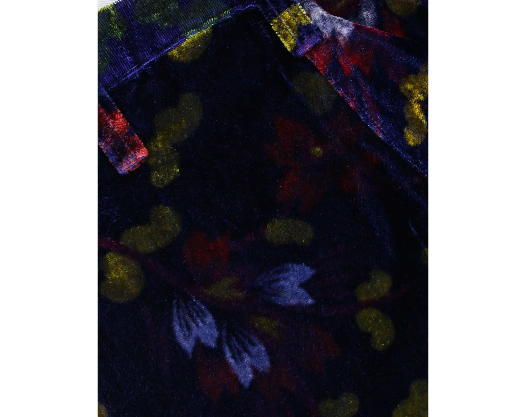 Size 12 Girl's Bellbottom Pants - Terrific 1970s Navy Floral Velvet Children's Pre Teen Trousers - Girls Low Rise 1970s Hippie Bell Bottoms