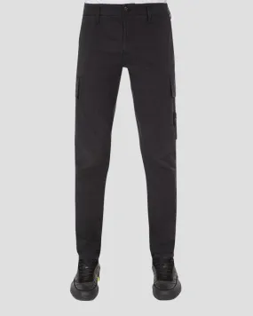 Skinny cargo pants in supima cotton - BLACK
