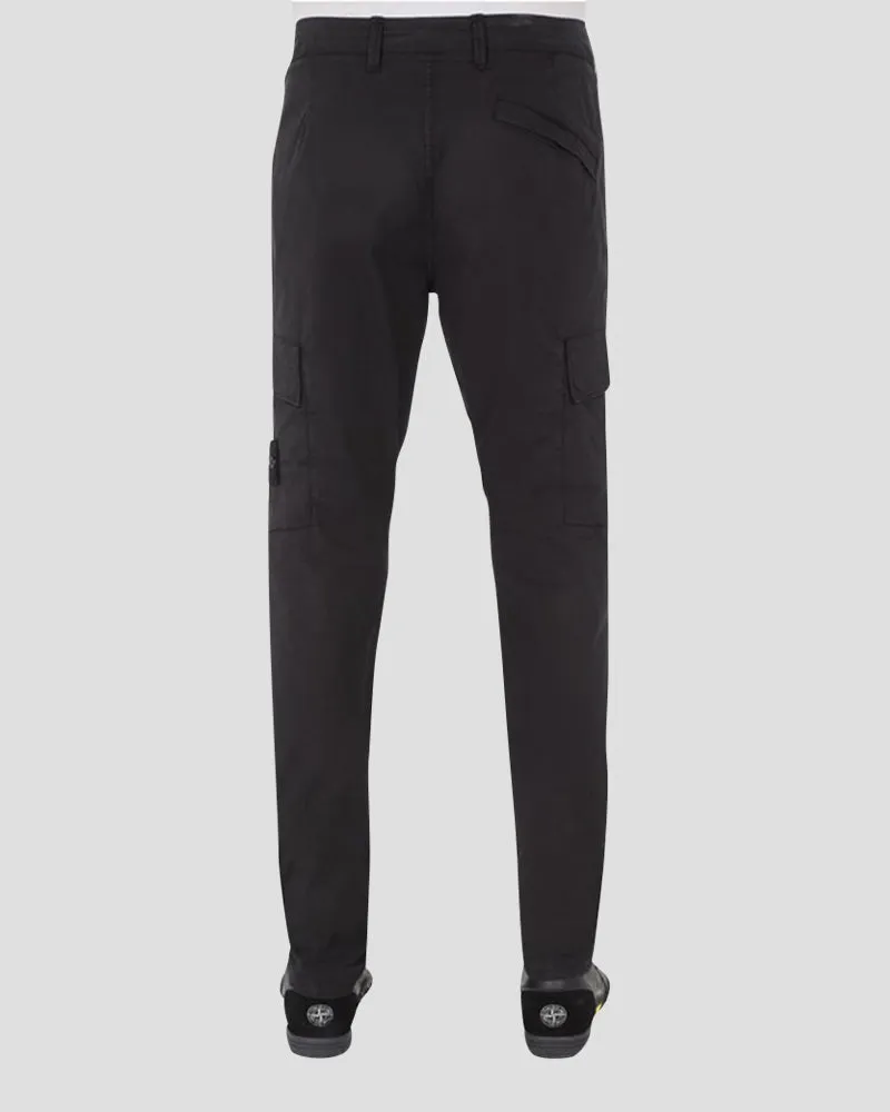 Skinny cargo pants in supima cotton - BLACK