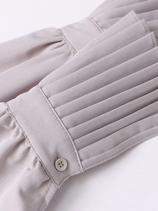 Solid Color Flared Sleeves Lapel Blouses&Shirts Tops