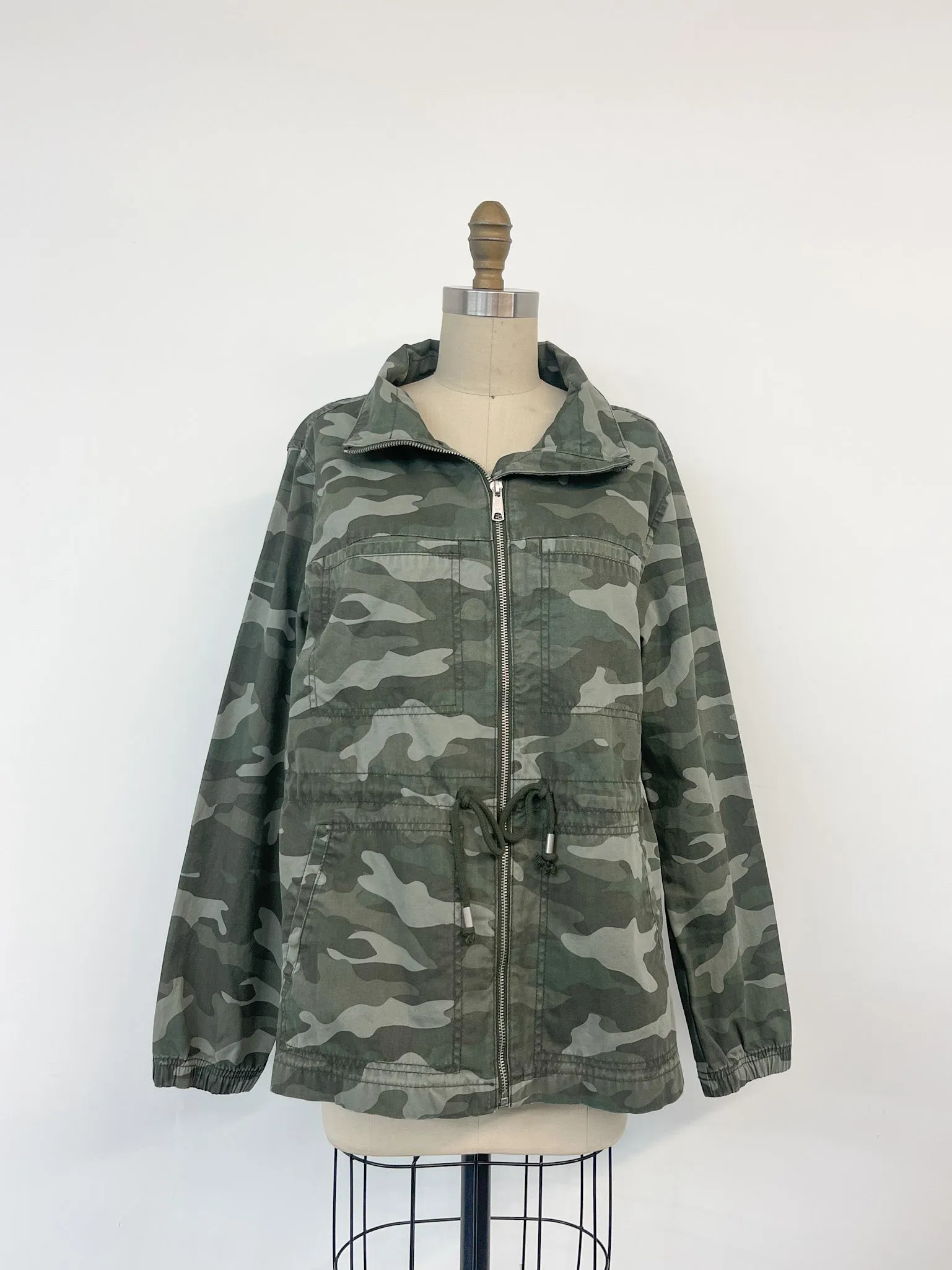 Upcycled Army Camo Jacket - Beaded Skull Patch