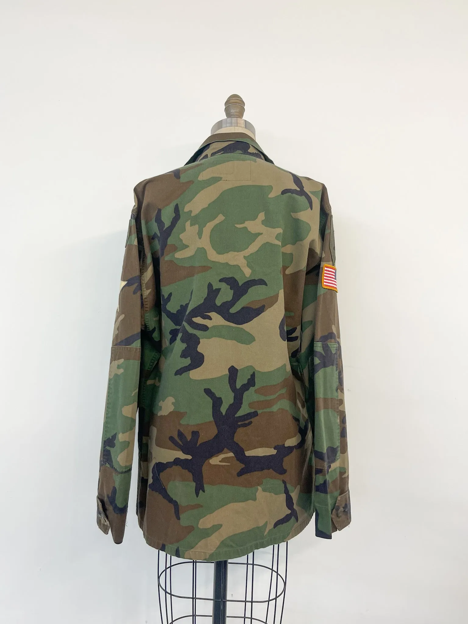 Upcycled Army Camo Jacket - Gold Stars