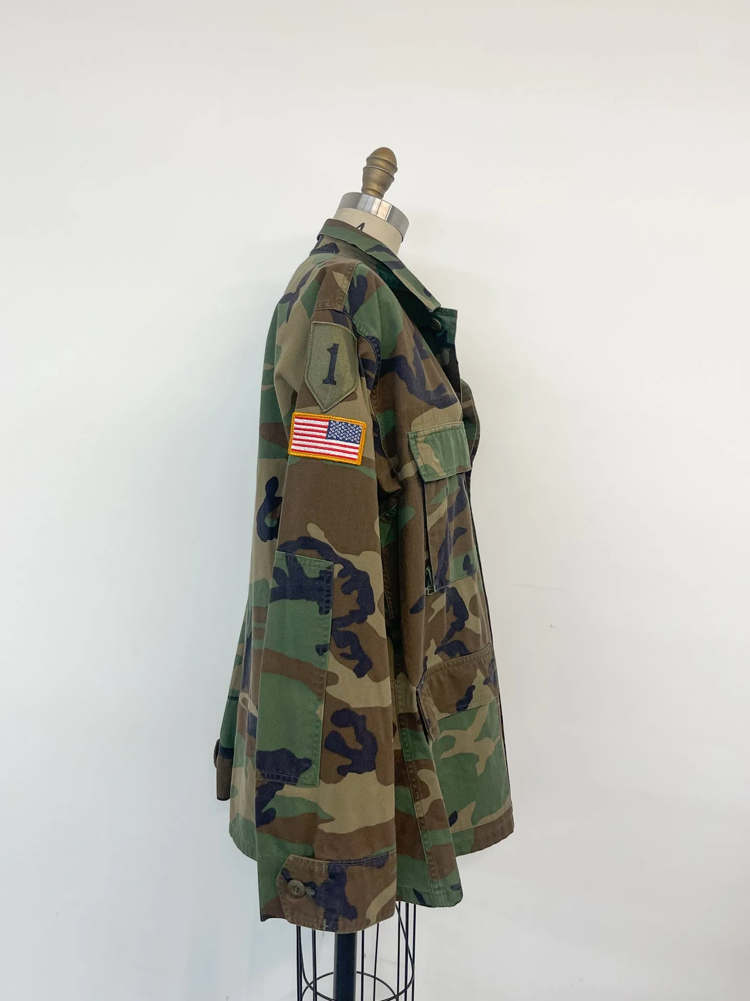 Upcycled Army Camo Jacket - Gold Stars