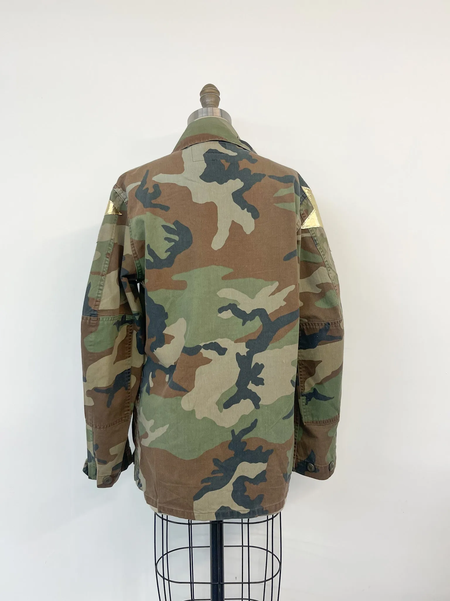Upcycled Army Camo Jacket - Gold Stars